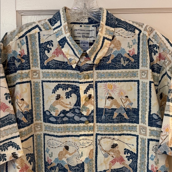 Reyn Spooner Hawaiian Aloha Shirt by Dietrich Varez Fisherman Reverse Print XL - Picture 3 of 12